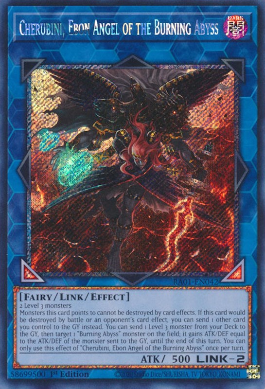 Cherubini, Ebon Angel of the Burning Abyss [RA01-EN042] Platinum Secret Rare | Dragon's Lair Comics and Fantasy Houston TX