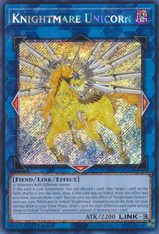 Knightmare Unicorn [RA01-EN043] Platinum Secret Rare | Dragon's Lair Comics and Fantasy Houston TX