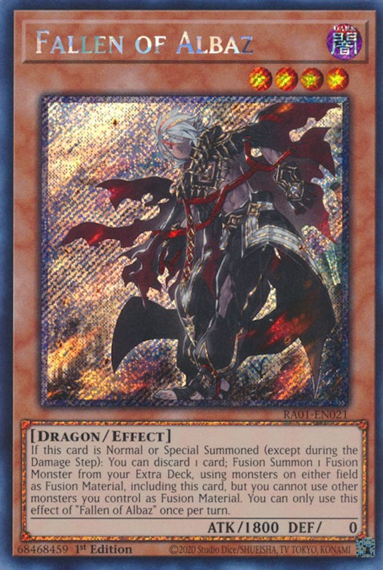 Fallen of Albaz [RA01-EN021] Platinum Secret Rare | Dragon's Lair Comics and Fantasy Houston TX