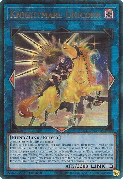 Knightmare Unicorn (Alternate Art) [RA01-EN043] Prismatic Ultimate Rare | Dragon's Lair Comics and Fantasy Houston TX