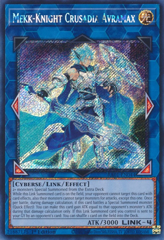 Mekk-Knight Crusadia Avramax [RA01-EN044] Platinum Secret Rare | Dragon's Lair Comics and Fantasy Houston TX
