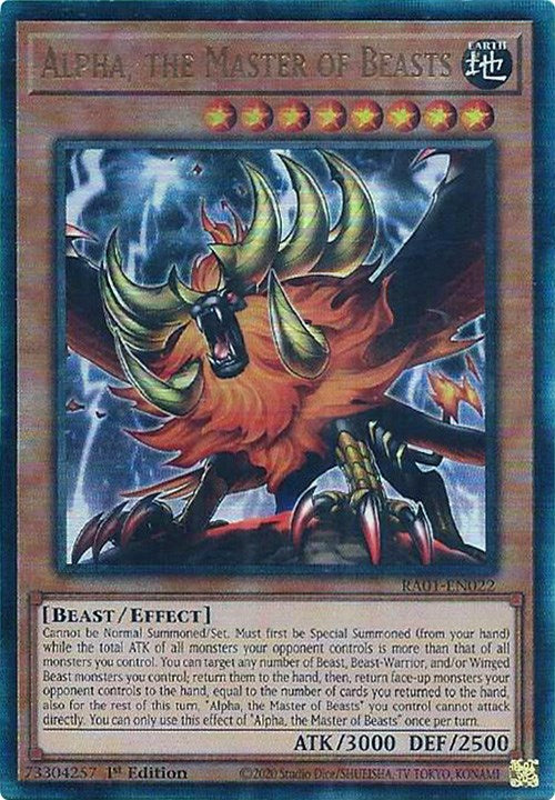 Alpha, the Master of Beasts [RA01-EN022] Prismatic Ultimate Rare | Dragon's Lair Comics and Fantasy Houston TX