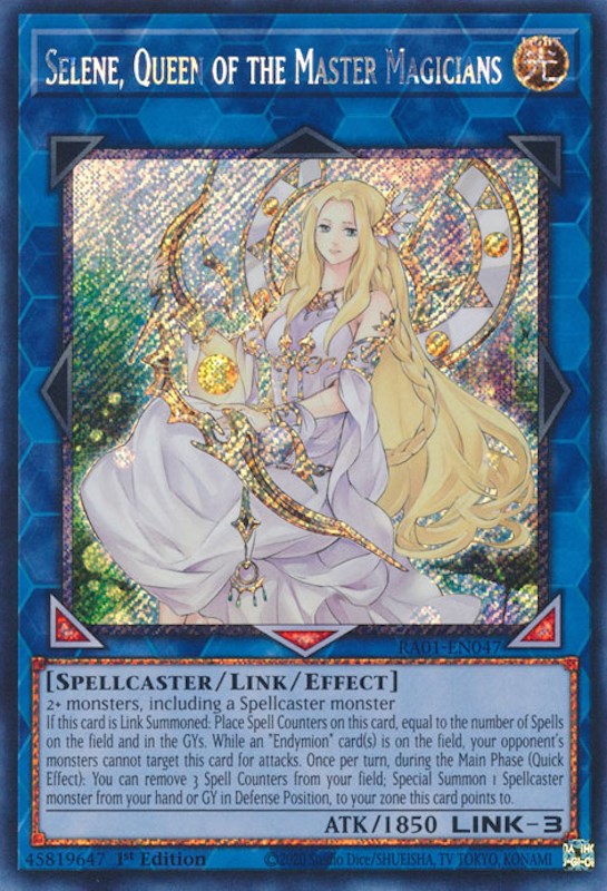 Selene, Queen of the Master Magicians [RA01-EN047] Platinum Secret Rare | Dragon's Lair Comics and Fantasy Houston TX