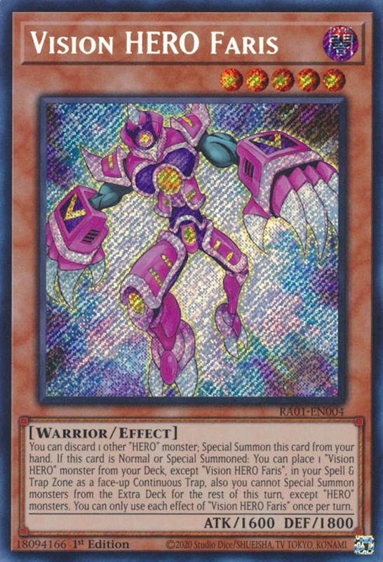 Vision HERO Faris [RA01-EN004] Secret Rare | Dragon's Lair Comics and Fantasy Houston TX