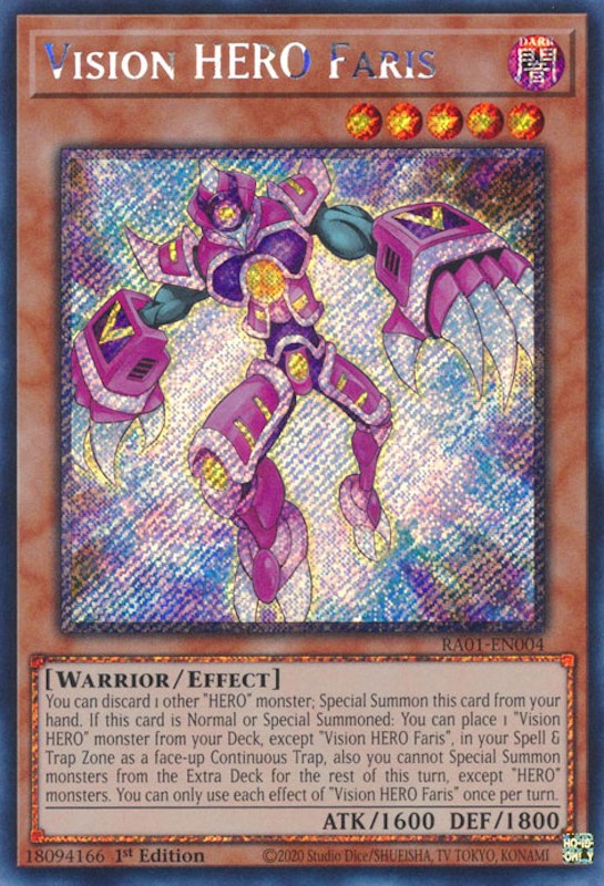 Vision HERO Faris [RA01-EN004] Platinum Secret Rare | Dragon's Lair Comics and Fantasy Houston TX