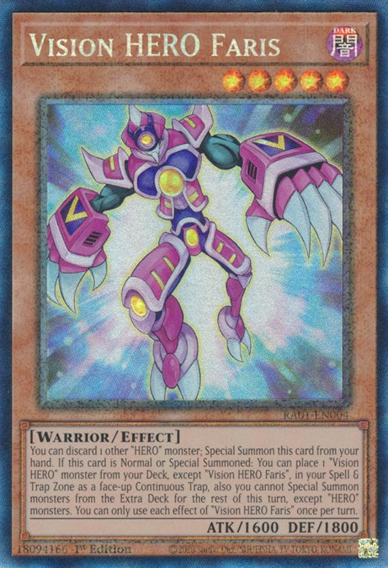 Vision HERO Faris [RA01-EN004] Prismatic Collector's Rare | Dragon's Lair Comics and Fantasy Houston TX