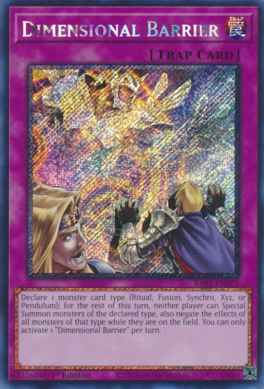 Dimensional Barrier [RA01-EN072] Platinum Secret Rare | Dragon's Lair Comics and Fantasy Houston TX