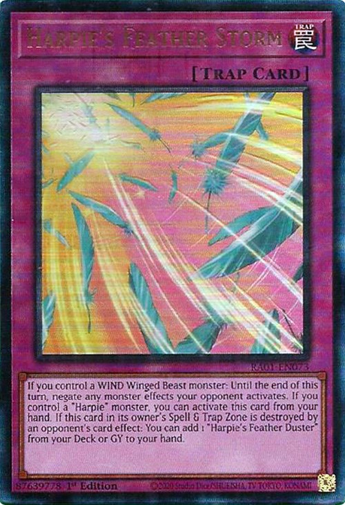 Harpie's Feather Storm [RA01-EN073] Prismatic Ultimate Rare | Dragon's Lair Comics and Fantasy Houston TX