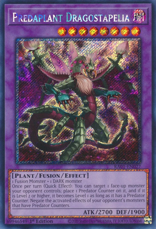 Predaplant Dragostapelia [RA01-EN027] Platinum Secret Rare | Dragon's Lair Comics and Fantasy Houston TX