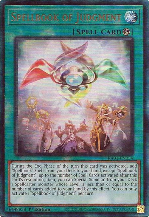 Spellbook of Judgment [RA01-EN054] Prismatic Ultimate Rare | Dragon's Lair Comics and Fantasy Houston TX