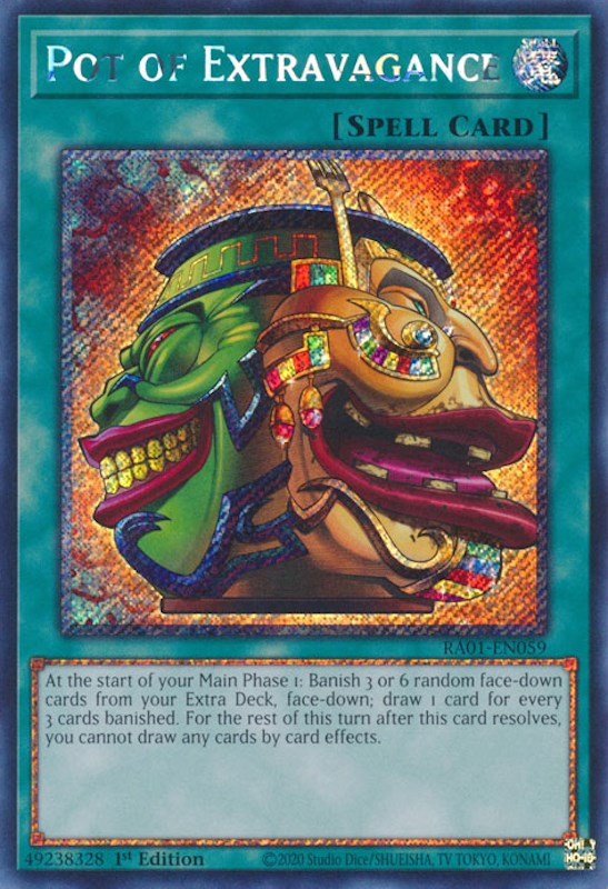 Pot of Extravagance [RA01-EN059] Platinum Secret Rare | Dragon's Lair Comics and Fantasy Houston TX