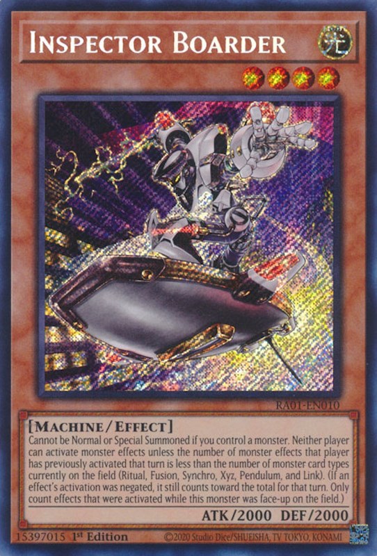 Inspector Boarder [RA01-EN010] Secret Rare | Dragon's Lair Comics and Fantasy Houston TX