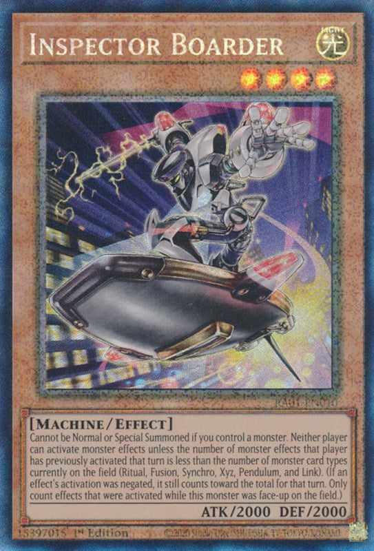 Inspector Boarder [RA01-EN010] Prismatic Collector's Rare | Dragon's Lair Comics and Fantasy Houston TX