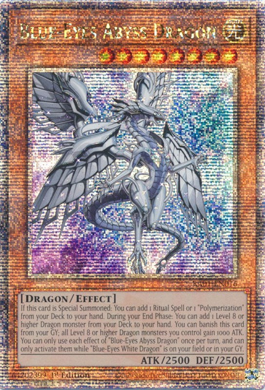 Blue-Eyes Abyss Dragon [RA01-EN016] Quarter Century Secret Rare | Dragon's Lair Comics and Fantasy Houston TX