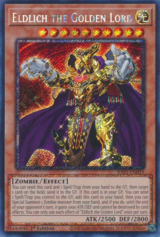 Eldlich the Golden Lord [RA01-EN019] Platinum Secret Rare | Dragon's Lair Comics and Fantasy Houston TX