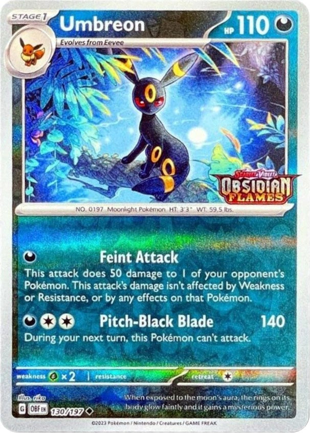 Umbreon (130/197) (Obsidian Flames Stamped) [Scarlet & Violet: Obsidian Flames] | Dragon's Lair Comics and Fantasy Houston TX