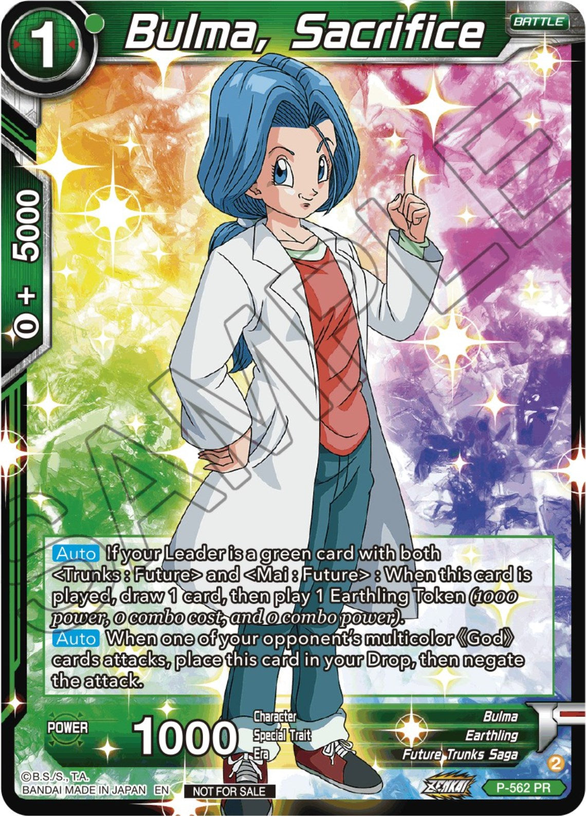 Bulma, Sacrifice (Zenkai Series Tournament Pack Vol.6) (P-562) [Tournament Promotion Cards] | Dragon's Lair Comics and Fantasy Houston TX