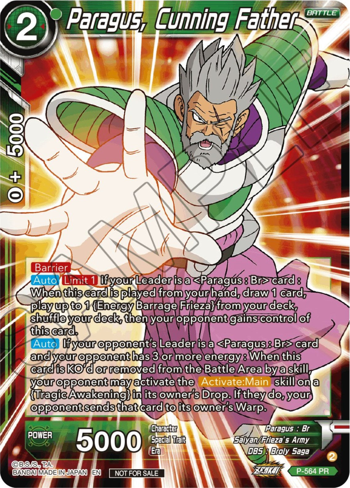Paragus, Cunning Father (Zenkai Series Tournament Pack Vol.6) (P-564) [Tournament Promotion Cards] | Dragon's Lair Comics and Fantasy Houston TX