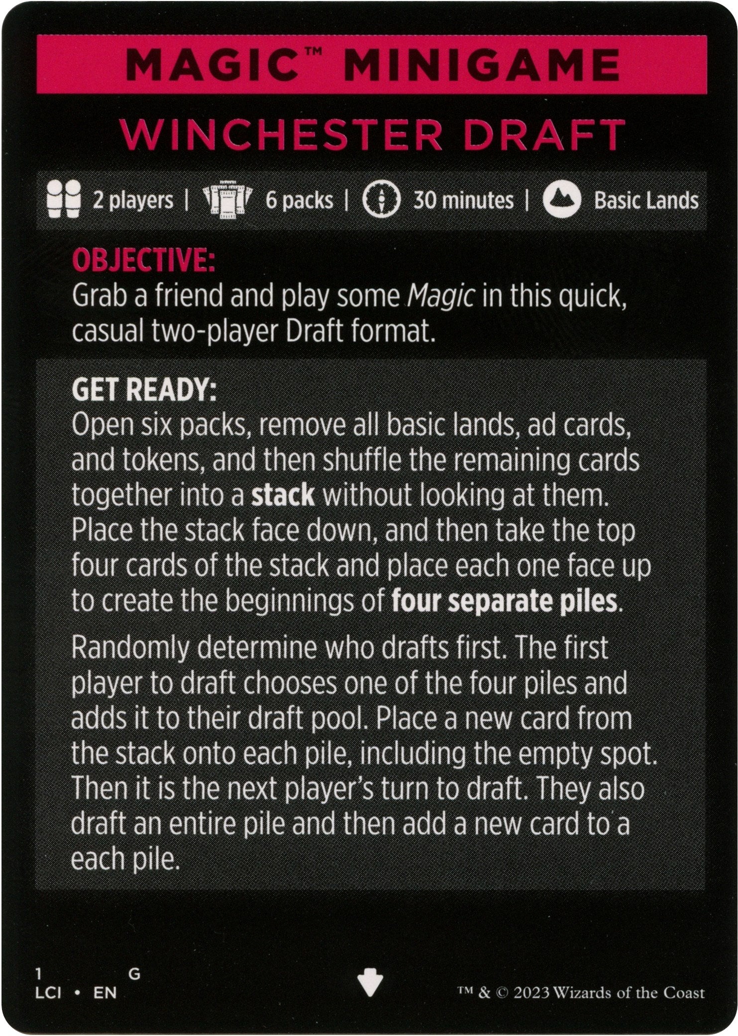Winchester Draft (Magic Minigame) [The Lost Caverns of Ixalan Minigame] | Odin's Place