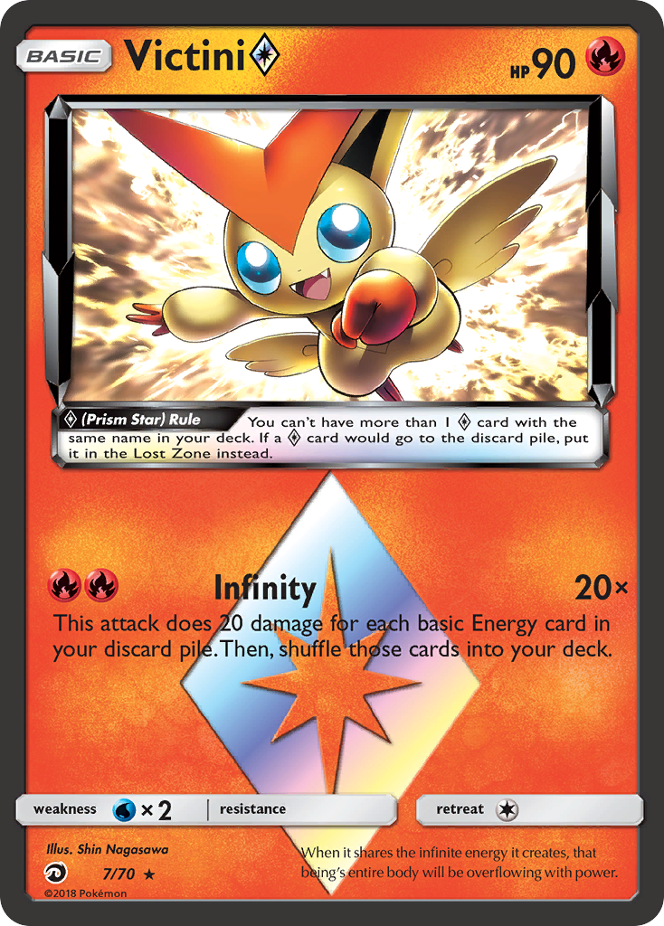 Victini (7/70) (Prism Star) [Sun & Moon: Dragon Majesty] | Dragon's Lair Comics and Fantasy Houston TX