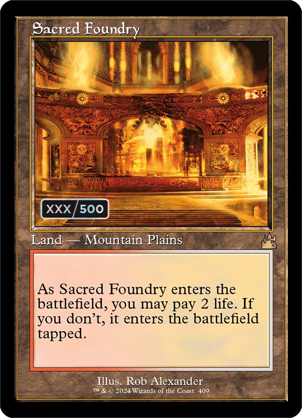 Sacred Foundry (Retro) (Serialized) [Ravnica Remastered] | Dragon's Lair Comics and Fantasy Houston TX