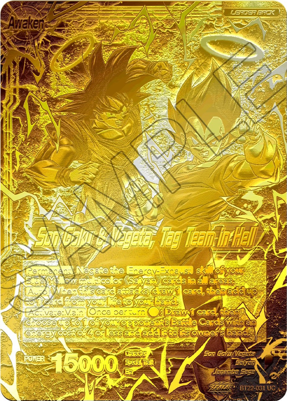 Son Goku // Son Goku & Vegeta, Tag Team in Hell (2023 Championship Finals) (Gold Metal Foil) (BT22-031) [Tournament Promotion Cards] | Dragon's Lair Comics and Fantasy Houston TX