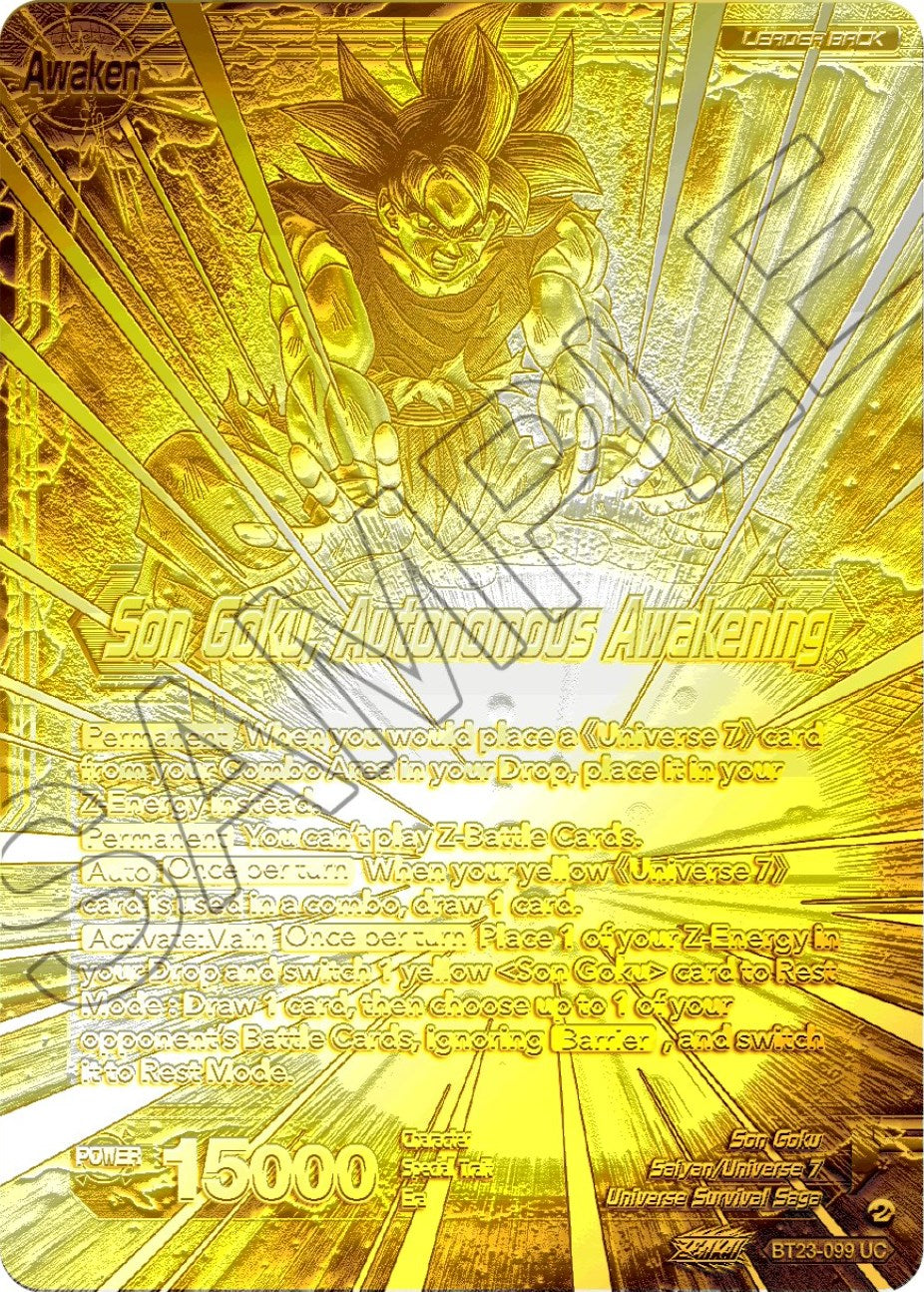 SSB Son Goku // Son Goku, Autonomous Awakening (2023 Championship Finals) (Gold Metal Foil) (BT23-099) [Tournament Promotion Cards] | Dragon's Lair Comics and Fantasy Houston TX