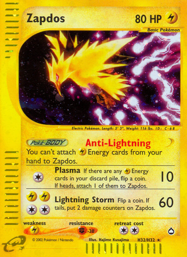 Zapdos (H32/H32) [Aquapolis] | Dragon's Lair Comics and Fantasy Houston TX
