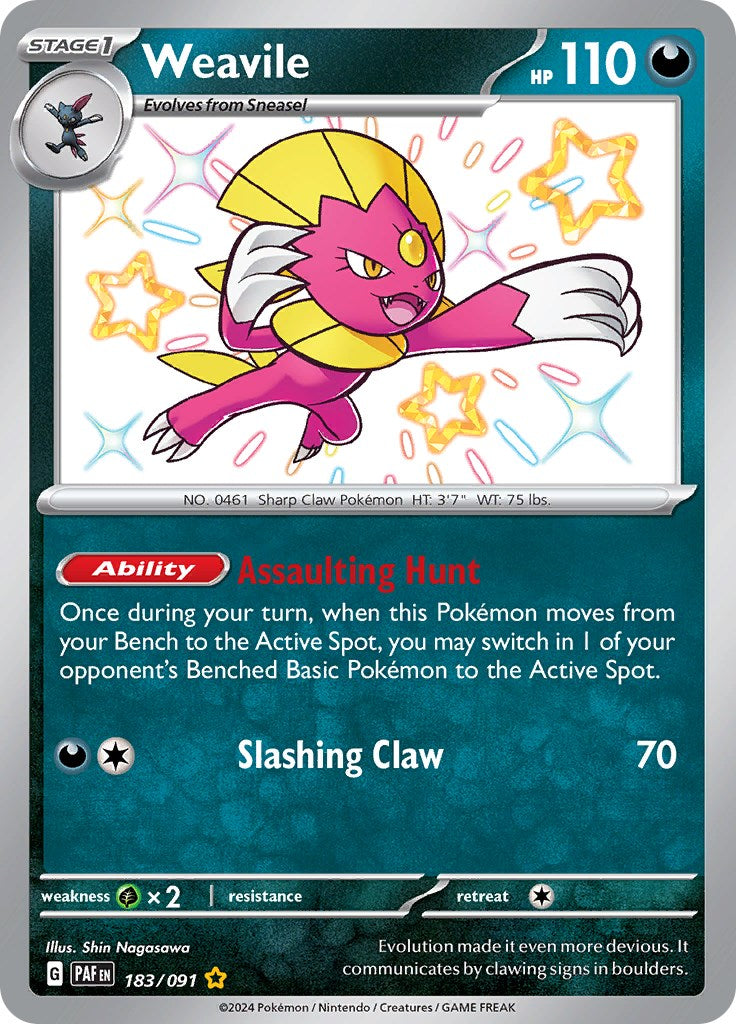 Weavile (183/091) [Scarlet & Violet: Paldean Fates] | Dragon's Lair Comics and Fantasy Houston TX