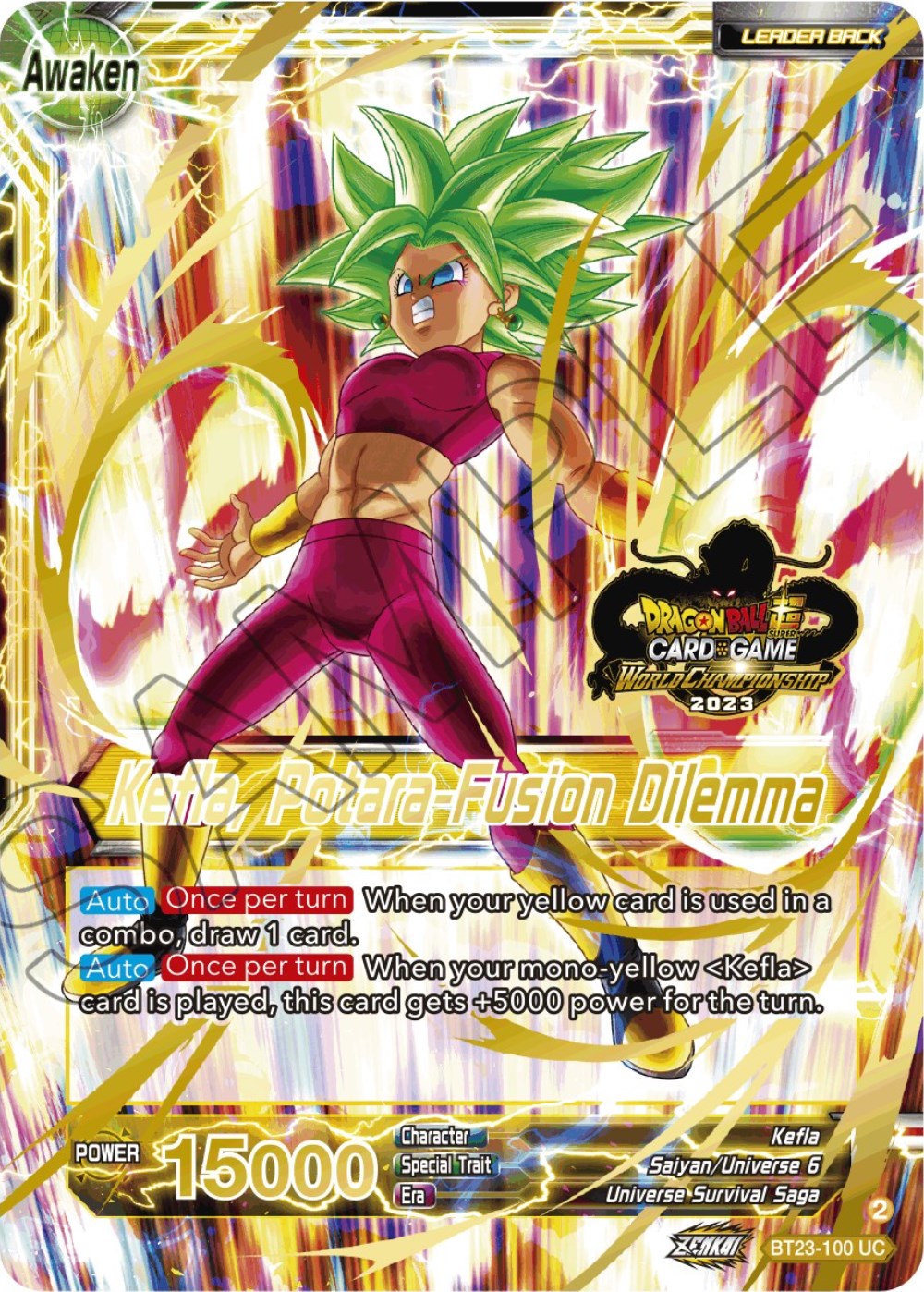 Kale & Caulifla // Kefla, Potara-Fusion Dilemma (2023 Worlds ZENKAI 06 Leader Set) (BT23-100) [Tournament Promotion Cards] | Dragon's Lair Comics and Fantasy Houston TX
