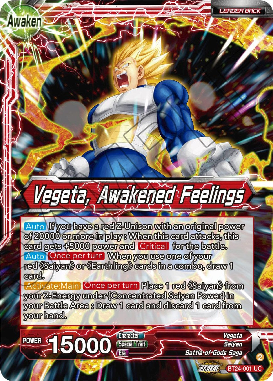 Vegeta // Vegeta, Awakened Feelings (BT24-001) [Beyond Generations] | Dragon's Lair Comics and Fantasy Houston TX