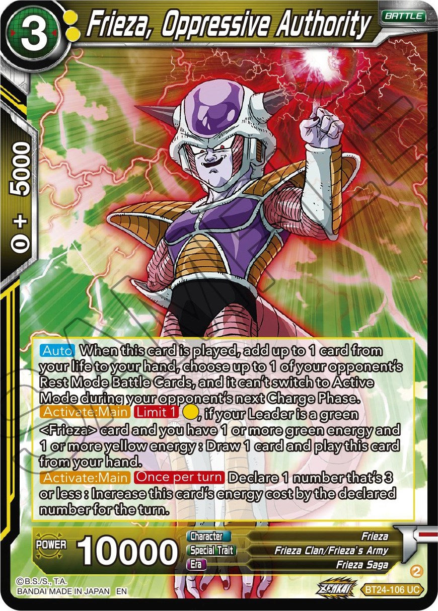 Frieza, Oppressive Authority (BT24-106) [Beyond Generations] | Dragon's Lair Comics and Fantasy Houston TX
