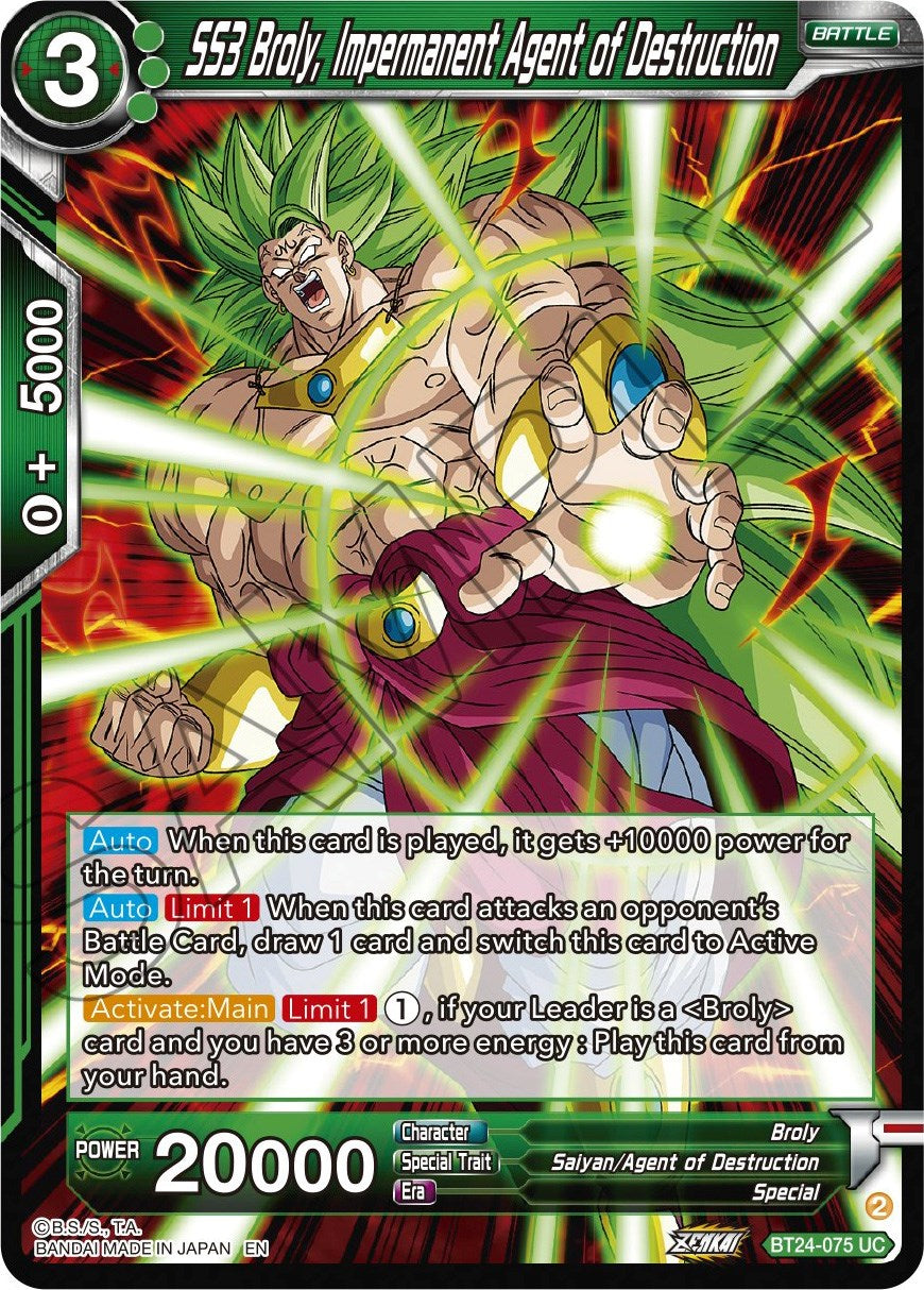 SS3 Broly, Impermanent Agent of Destruction (BT24-075) [Beyond Generations] | Dragon's Lair Comics and Fantasy Houston TX