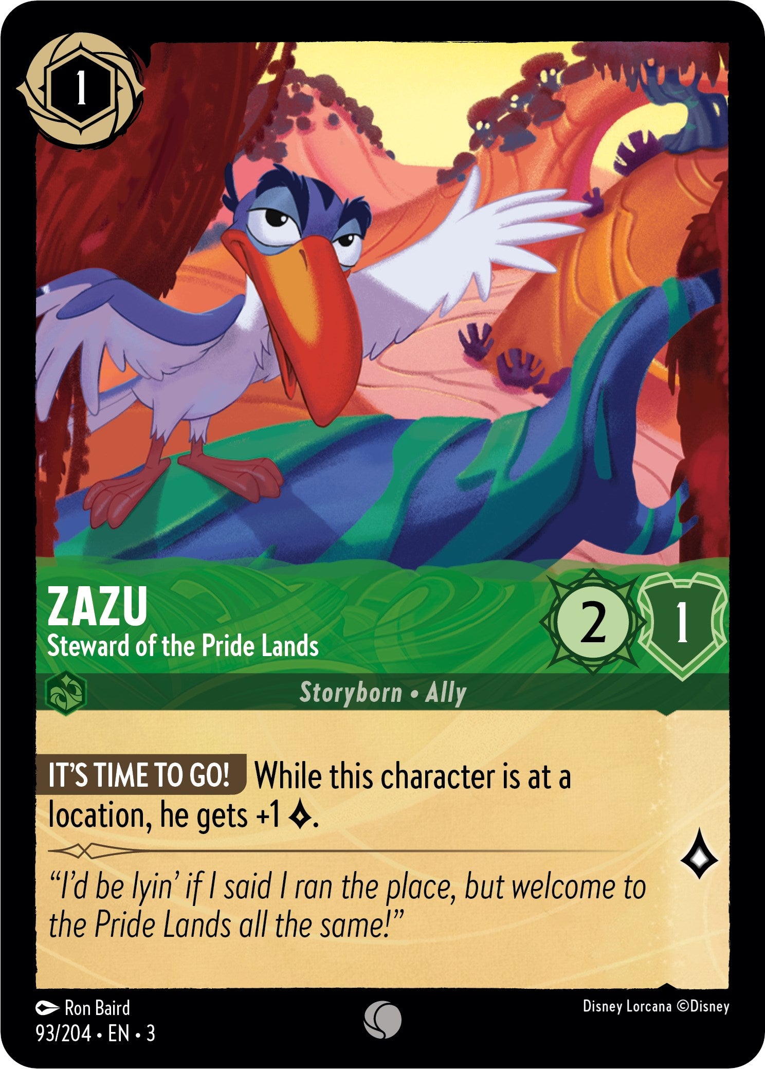 Zazu - Steward of the Pride Lands (93//204) [Into the Inklands] | Odin's Place