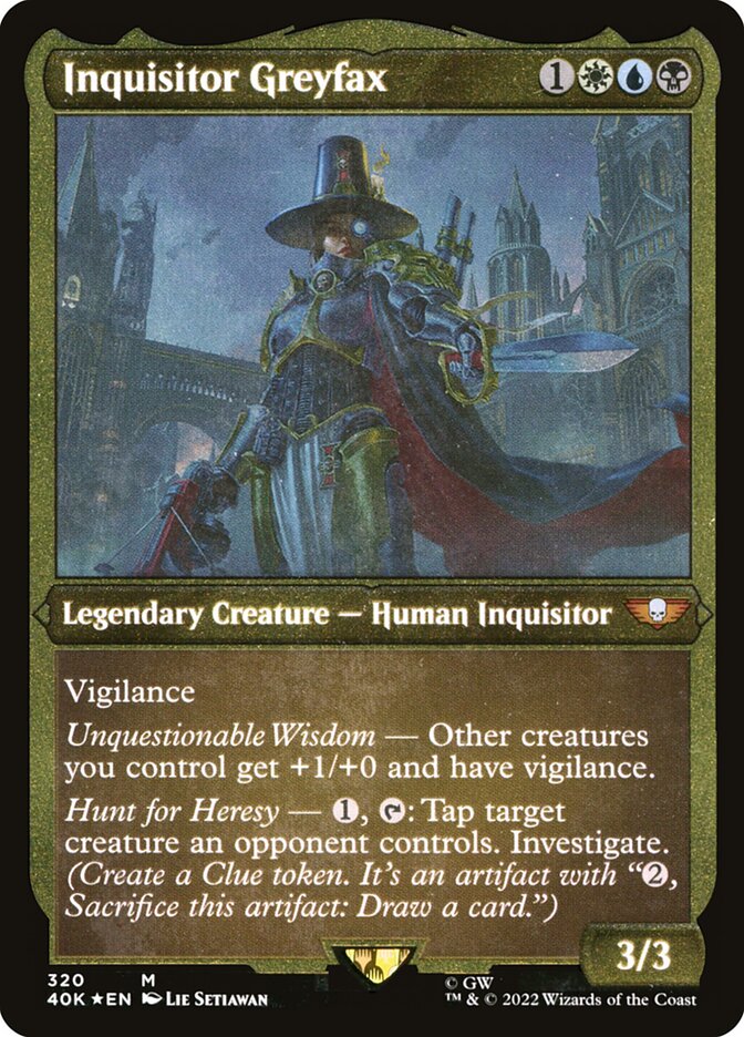 Inquisitor Greyfax (Display Commander) (Etched Foil) [Warhammer 40,000] | Dragon's Lair Comics and Fantasy Houston TX