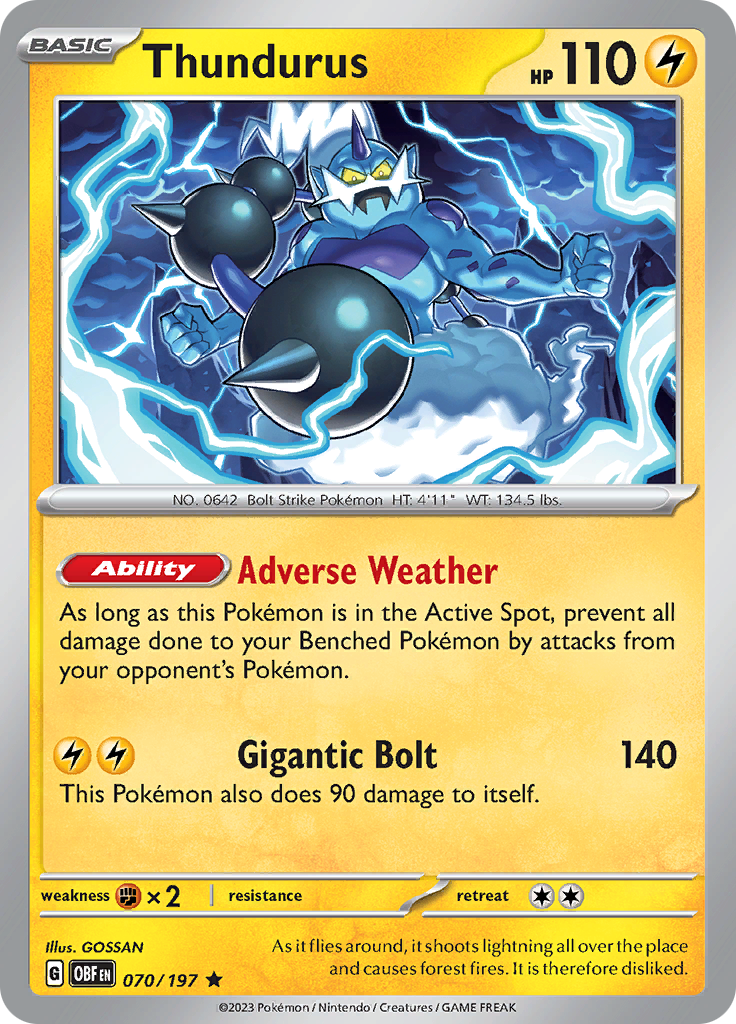 Thundurus (070/197) [Scarlet & Violet: Obsidian Flames] | Dragon's Lair Comics and Fantasy Houston TX