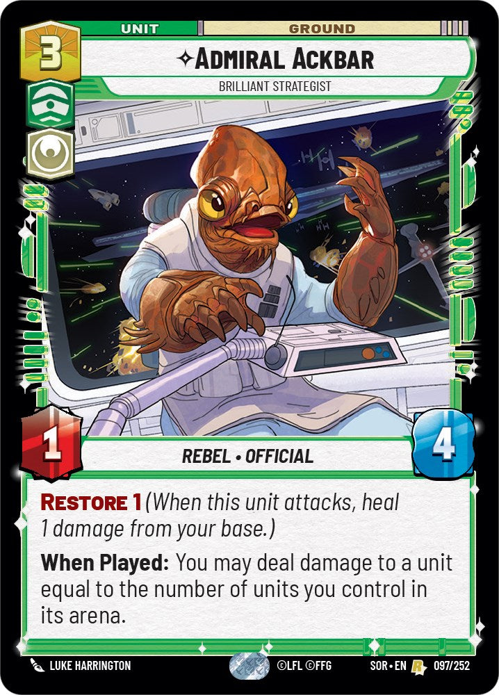 Admiral Ackbar - Brilliant Strategist (097/252) [Spark of Rebellion] | Dragon's Lair Comics and Fantasy Houston TX