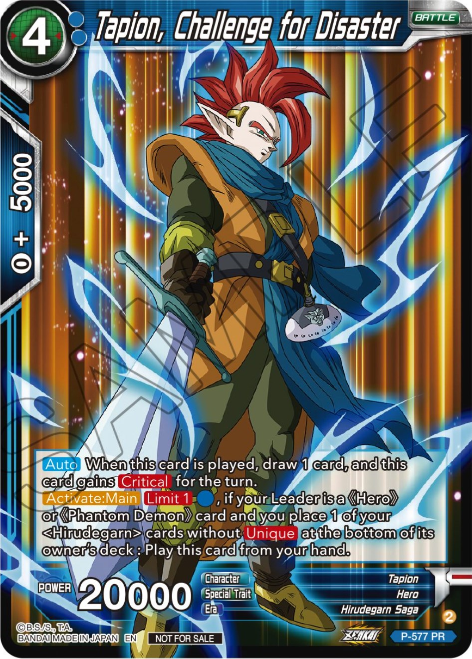 Tapion, Challenge for Disaster (Zenkai Series Tournament Pack Vol.7) (P-577) [Tournament Promotion Cards] | Dragon's Lair Comics and Fantasy Houston TX
