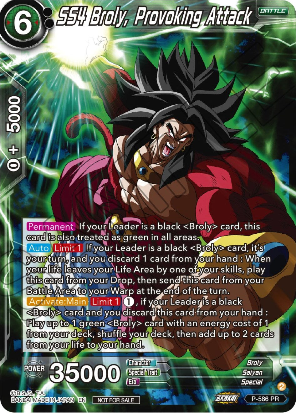 SS4 Broly, Provoking Attack (Zenkai Series Tournament Pack Vol.7) (P-586) [Tournament Promotion Cards] | Dragon's Lair Comics and Fantasy Houston TX