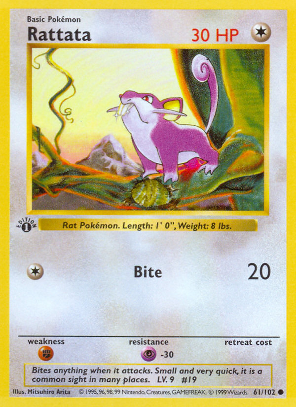 Rattata (61/102) (Shadowless) [Base Set 1st Edition] | Dragon's Lair Comics and Fantasy Houston TX