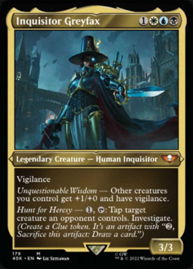 Inquisitor Greyfax (Display Commander) (Surge Foil) [Warhammer 40,000] | Dragon's Lair Comics and Fantasy Houston TX