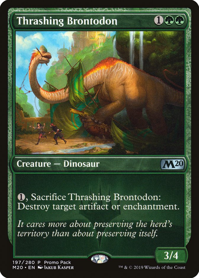 Thrashing Brontodon (Promo Pack) [Core Set 2020 Promos] | Dragon's Lair Comics and Fantasy Houston TX