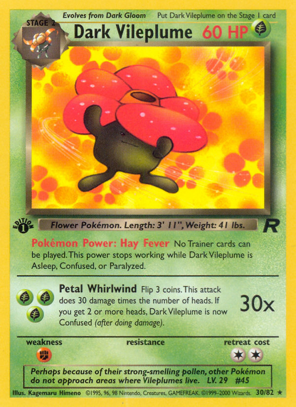 Dark Vileplume (30/82) [Team Rocket 1st Edition] | Dragon's Lair Comics and Fantasy Houston TX