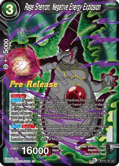 Rage Shenron, Negative Energy Explosion (BT15-137) [Saiyan Showdown Prerelease Promos] | Dragon's Lair Comics and Fantasy Houston TX