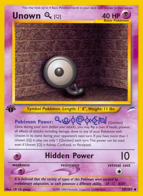 Unown [Q] (59/105) [Neo Destiny 1st Edition] | Dragon's Lair Comics and Fantasy Houston TX