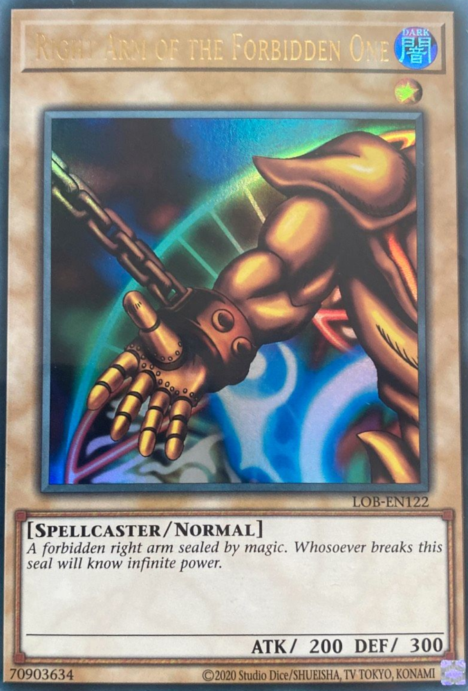 Right Arm of the Forbidden One (25th Anniversary) [LOB-EN122] Ultra Rare | Dragon's Lair Comics and Fantasy Houston TX