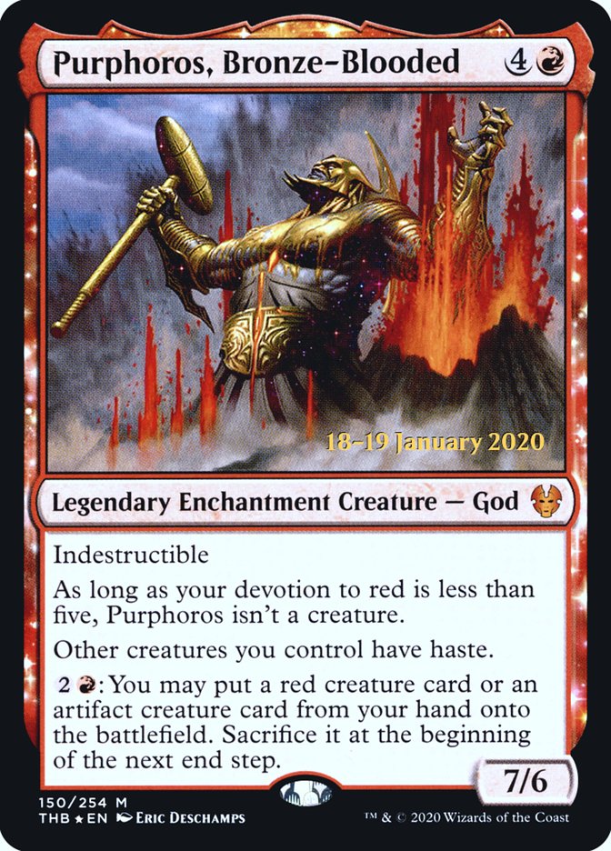 Purphoros, Bronze-Blooded [Theros Beyond Death Prerelease Promos] | Dragon's Lair Comics and Fantasy Houston TX
