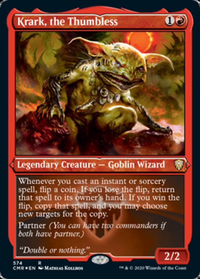Krark, the Thumbless (Etched) [Commander Legends] | Dragon's Lair Comics and Fantasy Houston TX