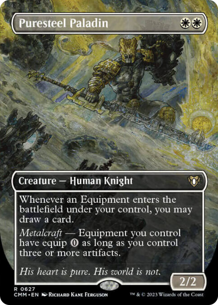 Puresteel Paladin (Borderless Alternate Art) [Commander Masters] | Dragon's Lair Comics and Fantasy Houston TX