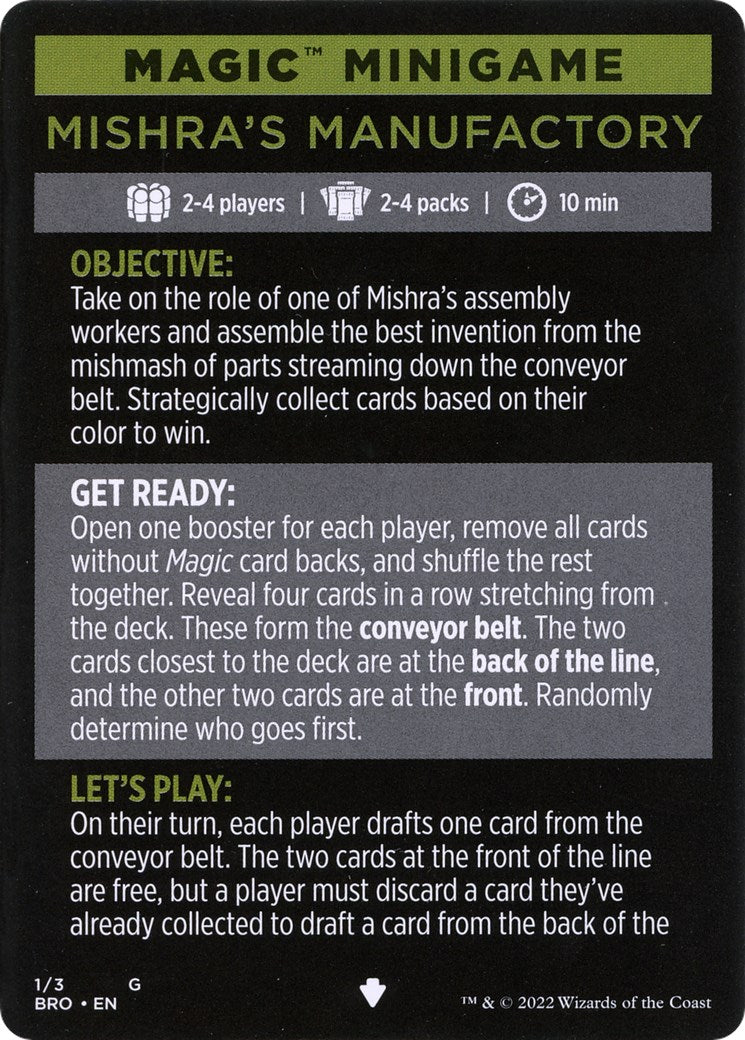 Mishra's Manufactory (Magic Minigame) [The Brothers' War Minigame] | Dragon's Lair Comics and Fantasy Houston TX